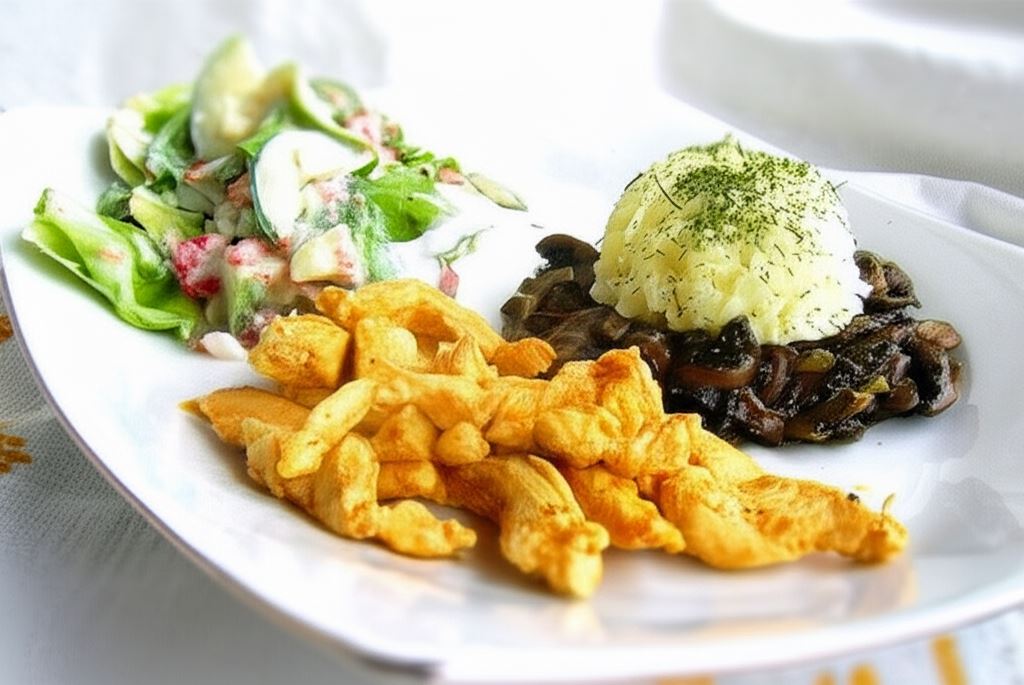 Pierś z kurczaka z duszonymi pieczarkami