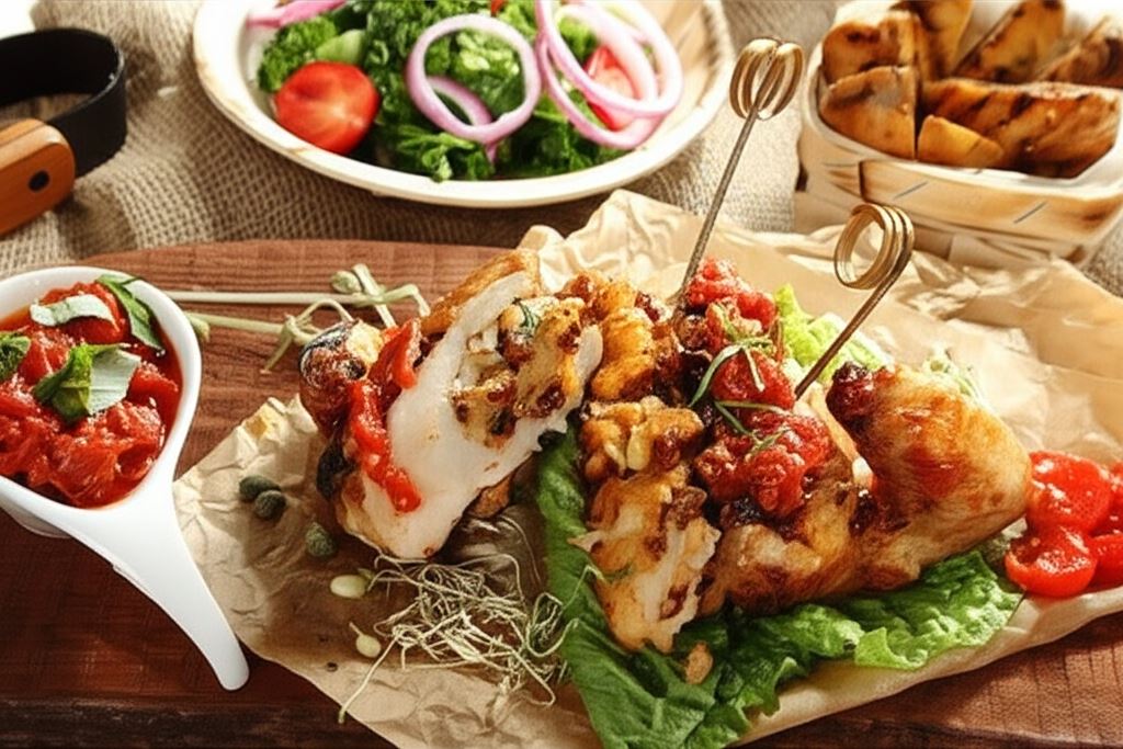 Piersi z kurczaka faszerowane pastą z suszonych pomidorów