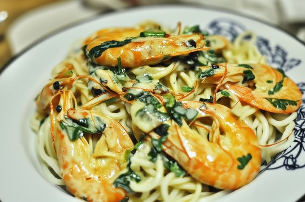 Pijane krewetki z szafranem