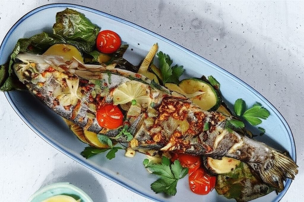 Pikantne pstrągi w liściach chrzanu