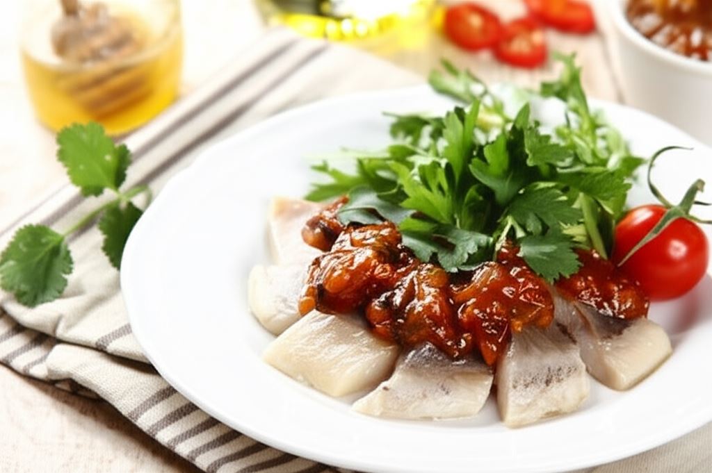 Pikantne śledzie w ognistej zalewie z chili i kolendrą