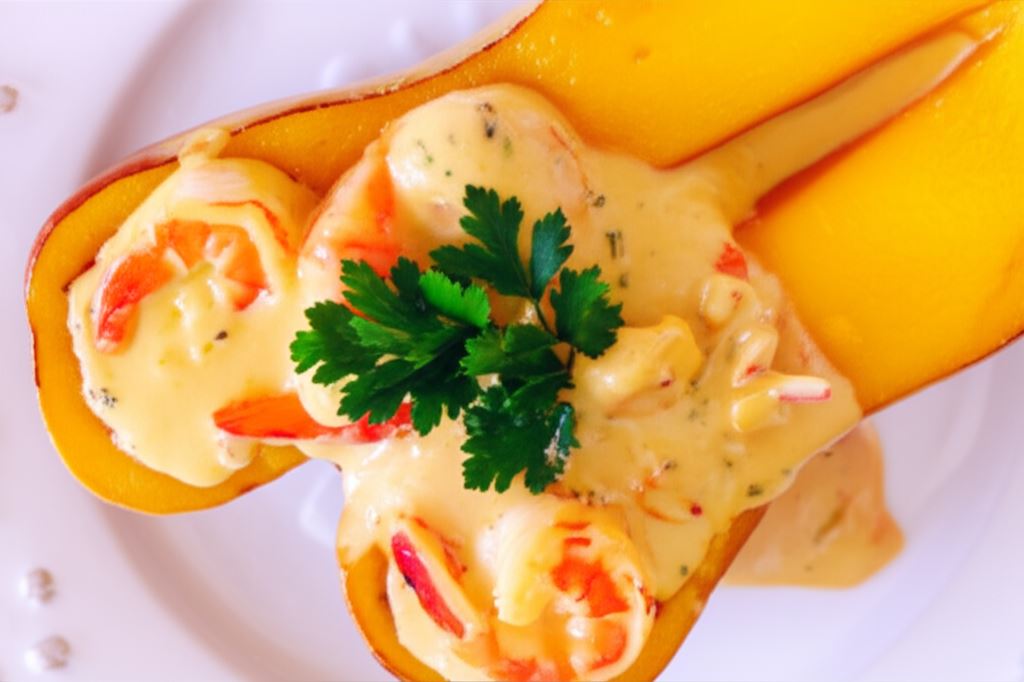 Piżmowa dynia z owocami morza