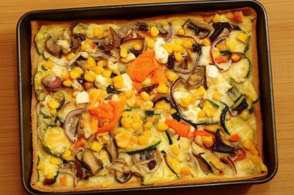 Pizza chlebowa pełnoziarnista z warzywami i serem