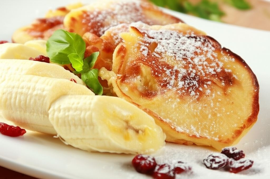 Placki z suszoną żurawiną i bananem