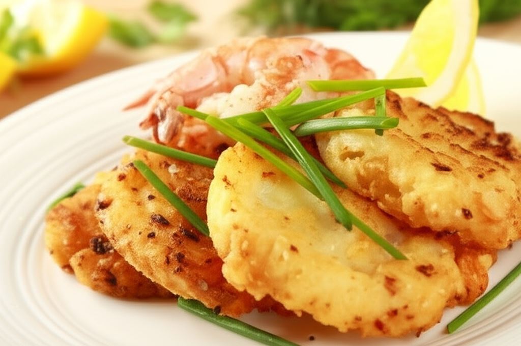 Placki ziemniaczane z krewetkami