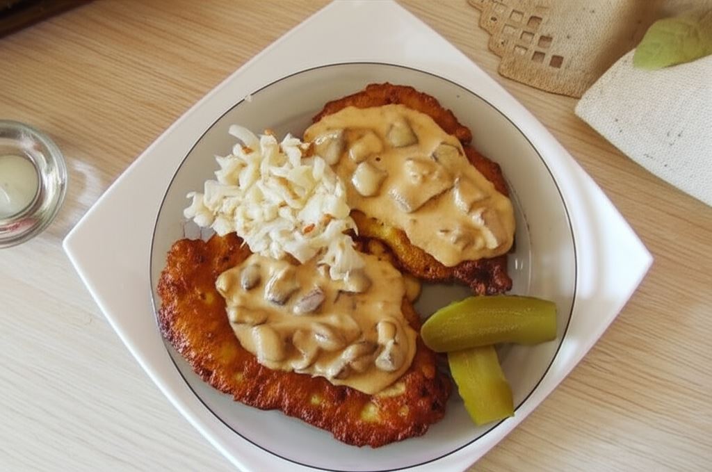 placki ziemniaczane z sosem gulaszowym