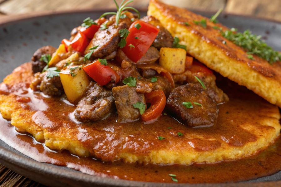 Placki ziemniaczane z sosem gulaszowym (placki po węgiersku)