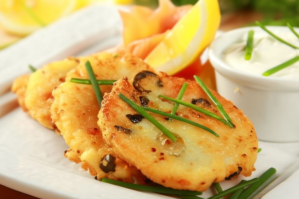 Placki ziemniaczane z wędzonym łososiem