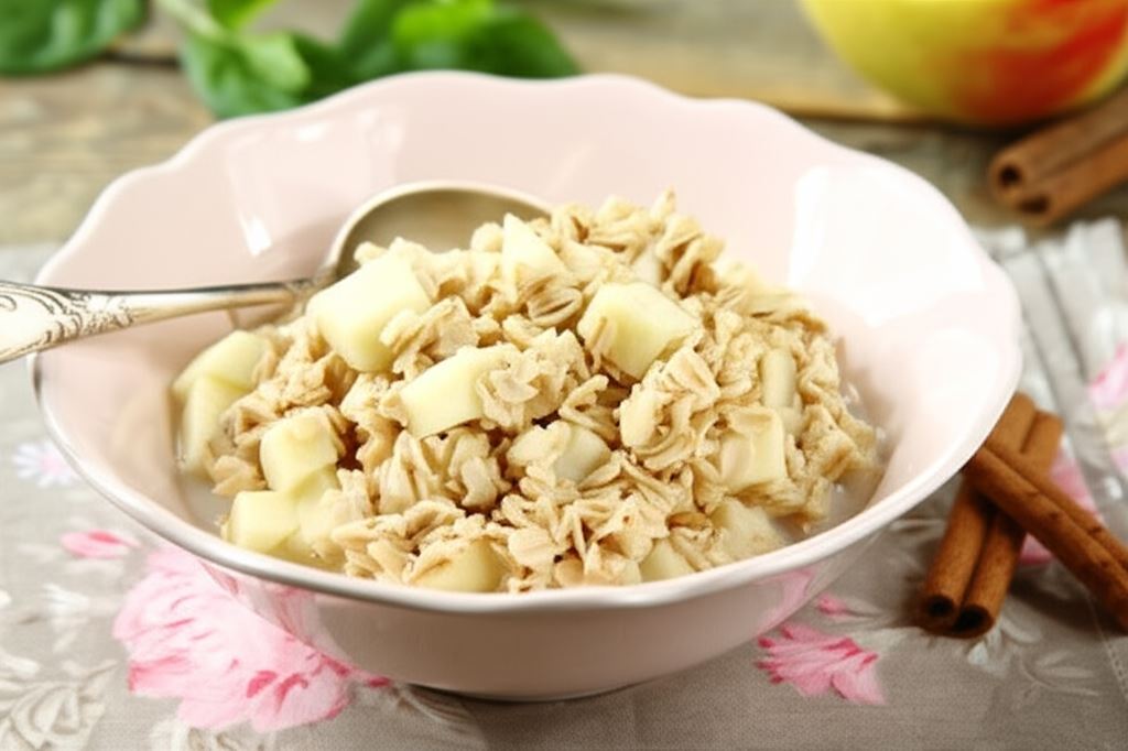 Płatki owsiane na mleku z jabłkiem