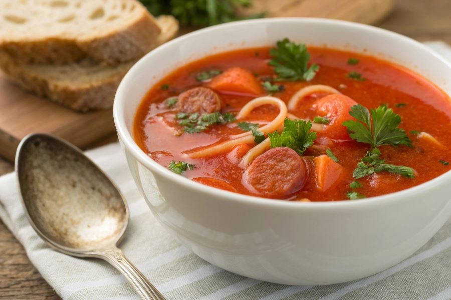 Pomidorówka z lanymi kluskami