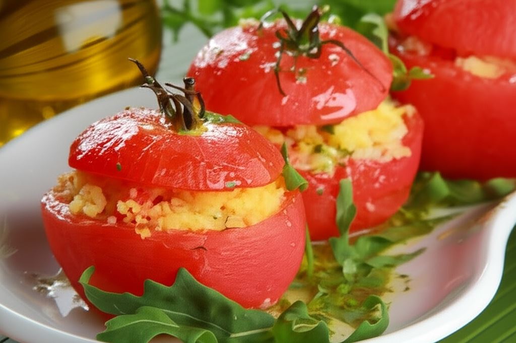 Pomidory faszerowane kaszą kuskus i serem feta