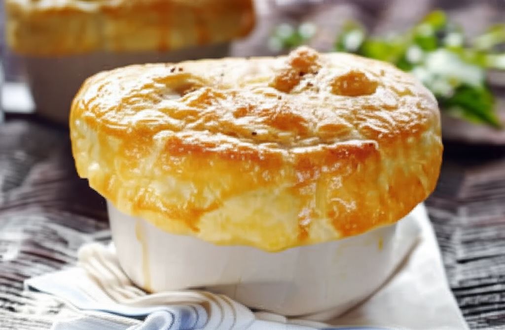 Potrawka z kurczaka pod ciastem francuskim