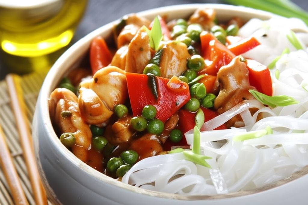 Potrawka z kurczaka z dymką i groszkiem po indyjsku