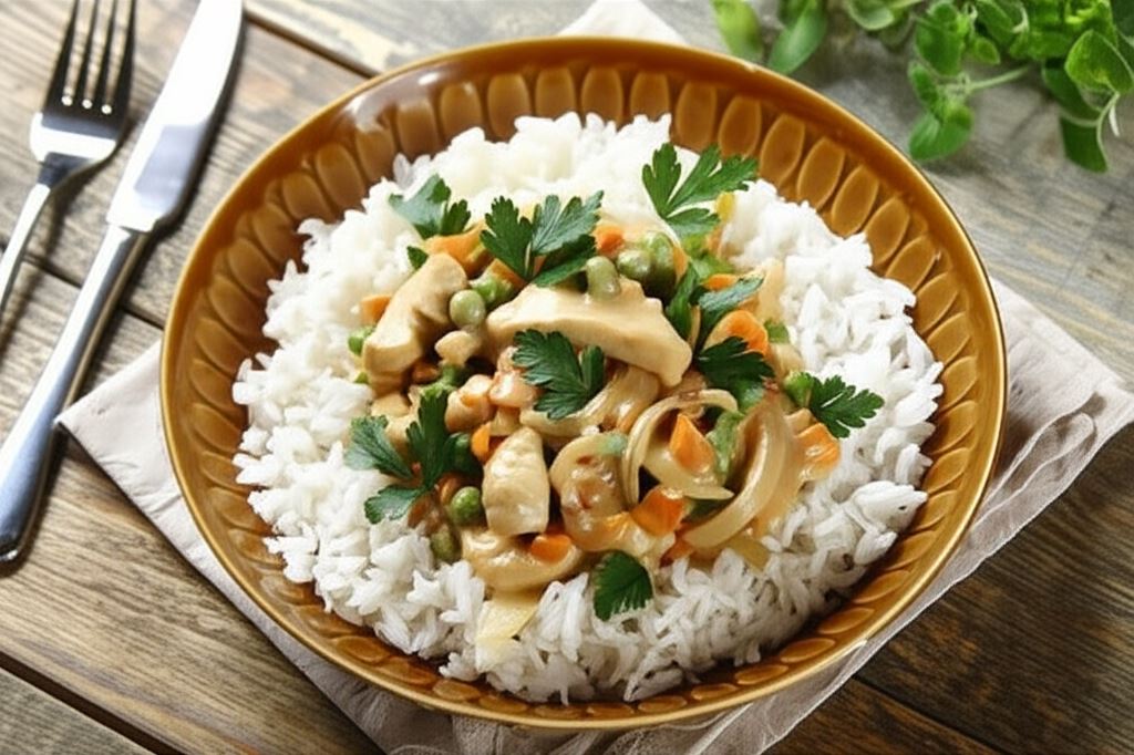 Potrawka z kurczaka z marchewką i groszkiem