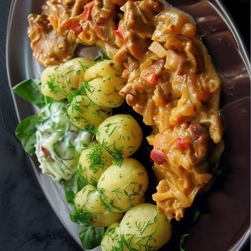 Potrawka z udźca kurczaka w sosie paprykowo-musztardowym