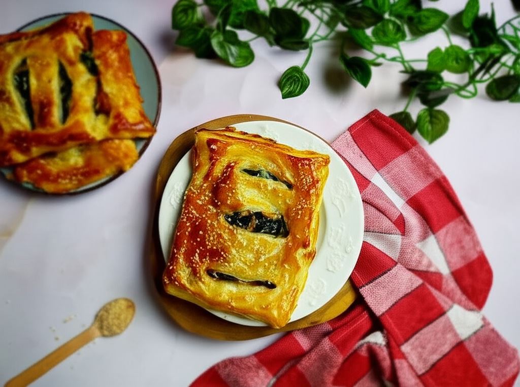 Przekąska wegetariański gyros w cieście francuskim