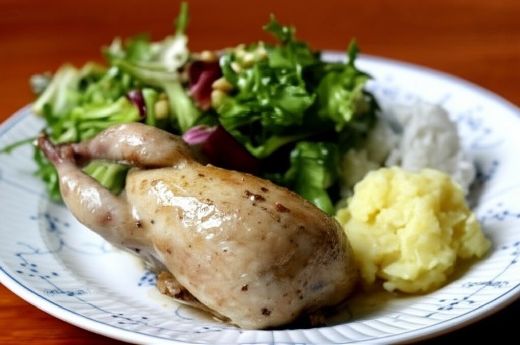 Przepiórki pieczone z szynką i szałwią