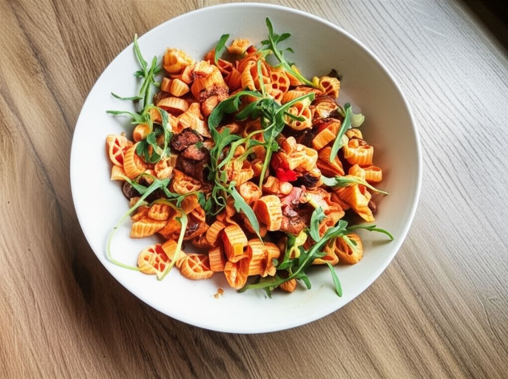 Jednogarnkowy makaron z kiełbasą i serem cheddar