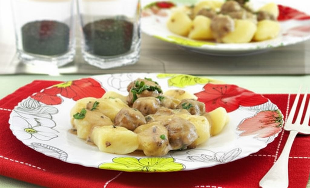 Pulpeciki w sosie borowikowym z kopytkami