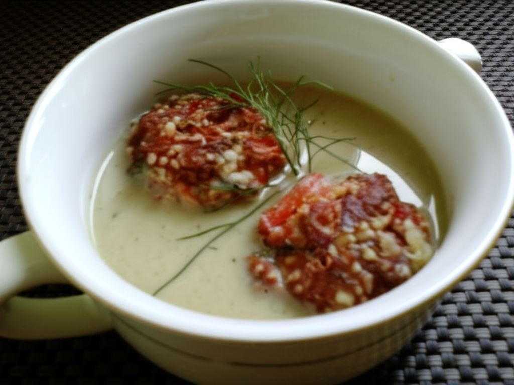 Pulpety mięsne z kaszą jaglaną podane w delikatnym kremie z kalarepy