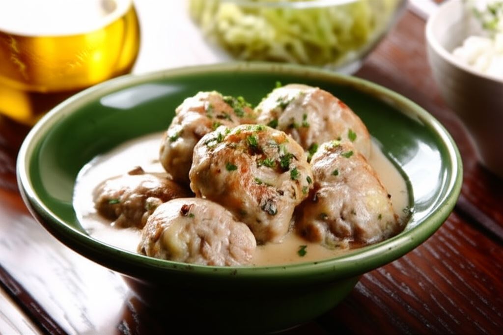 Pulpety w sosie borowikowym z topionym serkiem