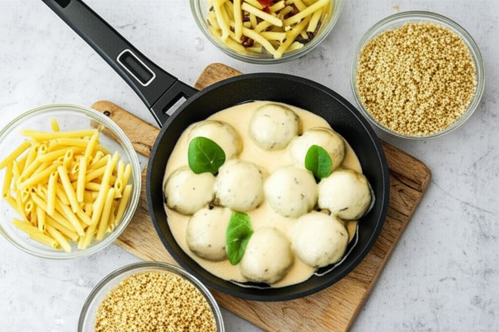 Pulpety z ciecierzycy w sosie kurkowym