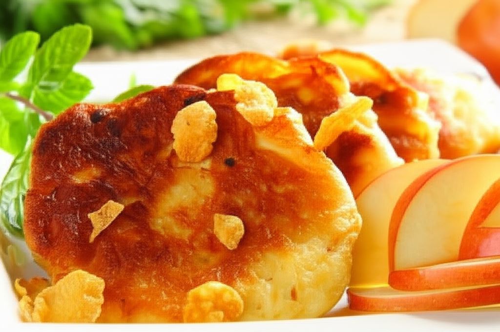 Placki z jabłkami i płatkami kukurydzianymi