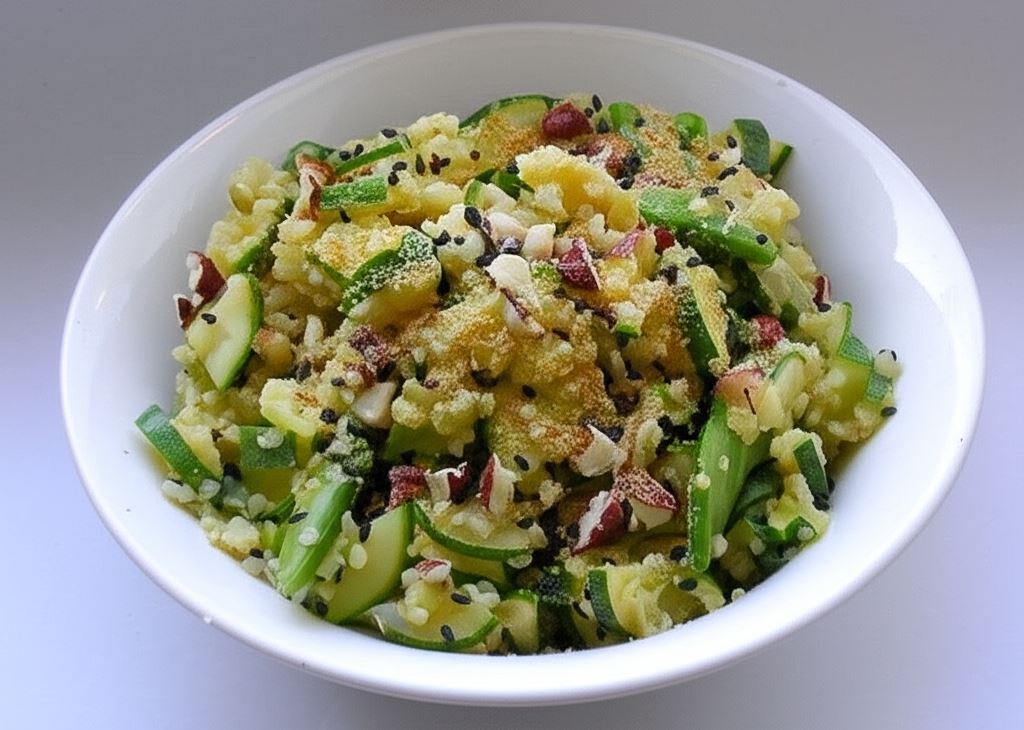 Quinoa sezamowo-orzechowa z cukinią