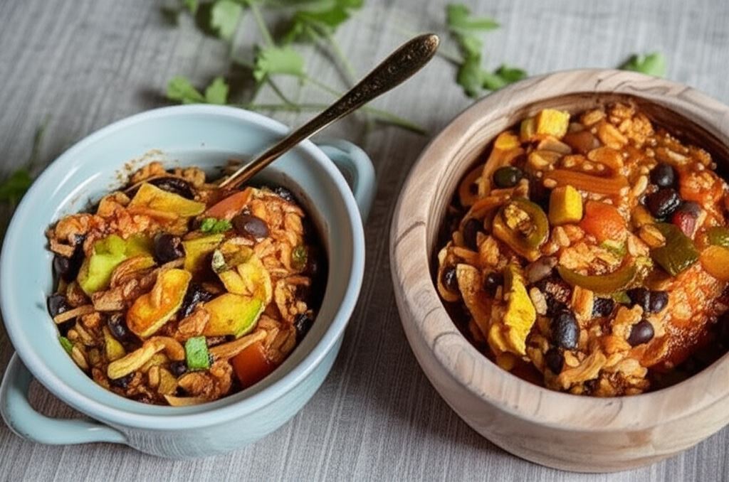 Risotto z ryżu i komosy ryżowej w meksykańskim stylu z awokado