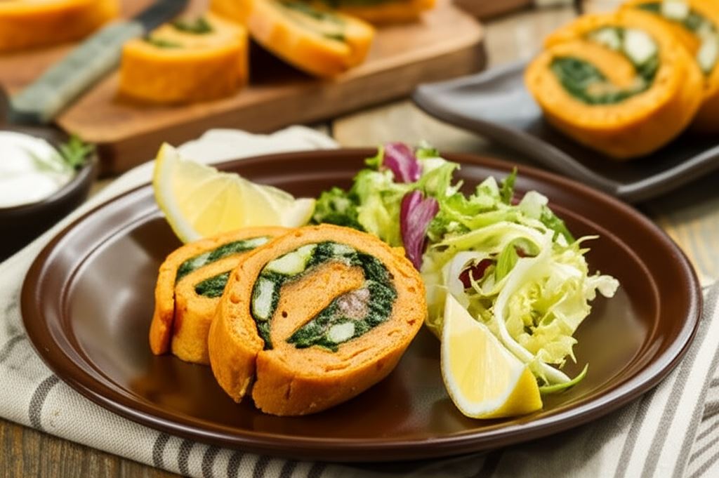 Rolada serowa ze szpinakiem i łososiem