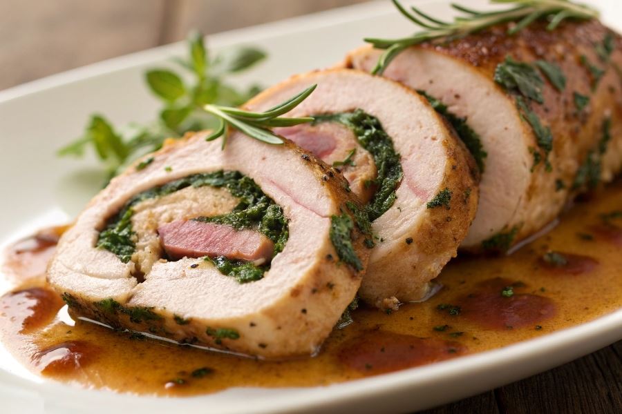 Rolada z indyka faszerowana szpinakiem i parmezanem