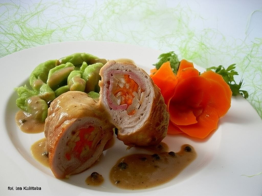 Roladki schabowe z szynką i warzywami