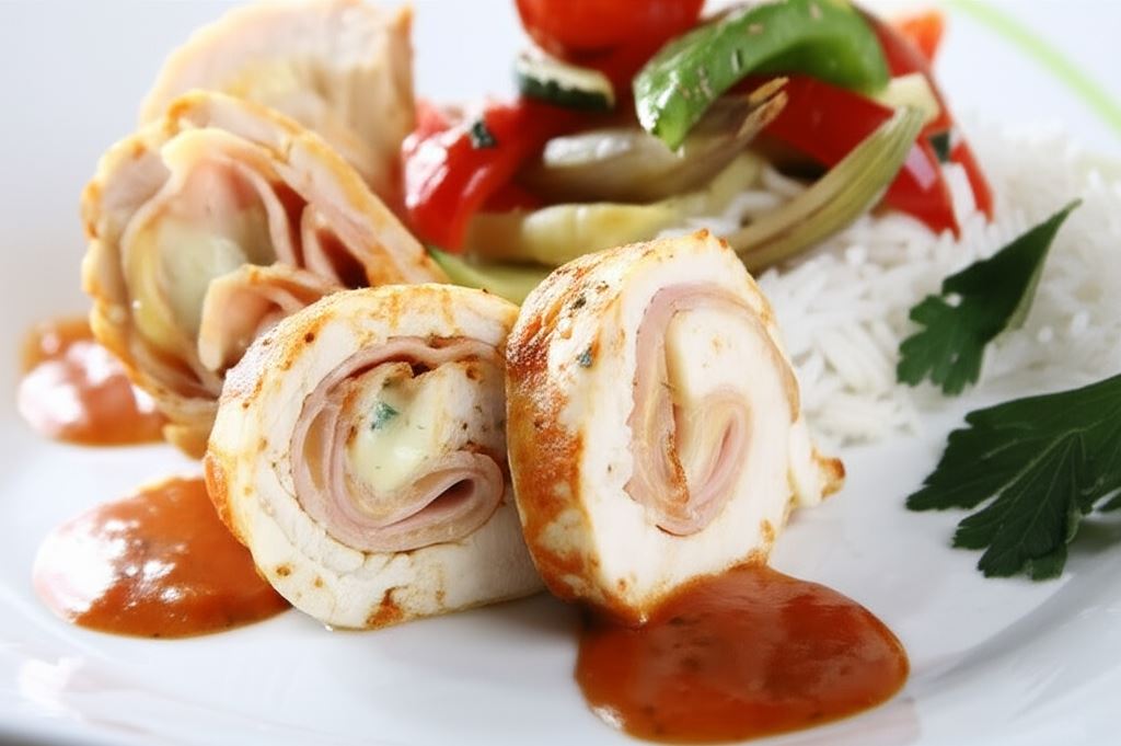 Roladki z kurczaka z szynką i serem