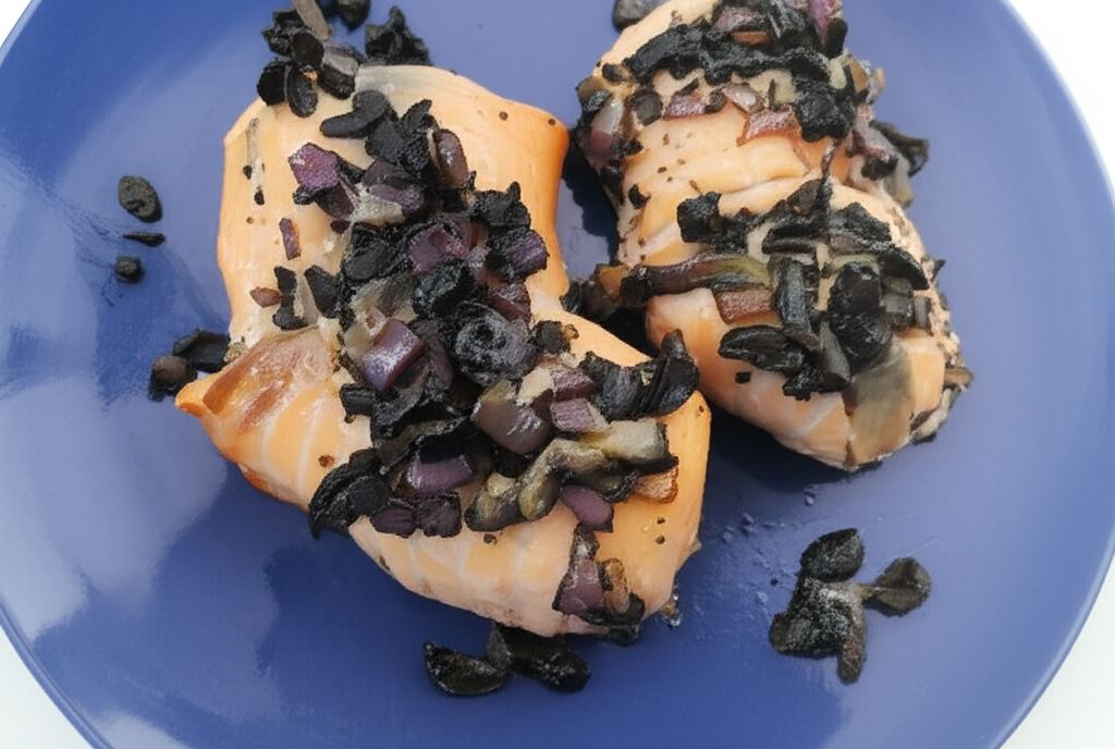 Roladki z łososia z kawiorem