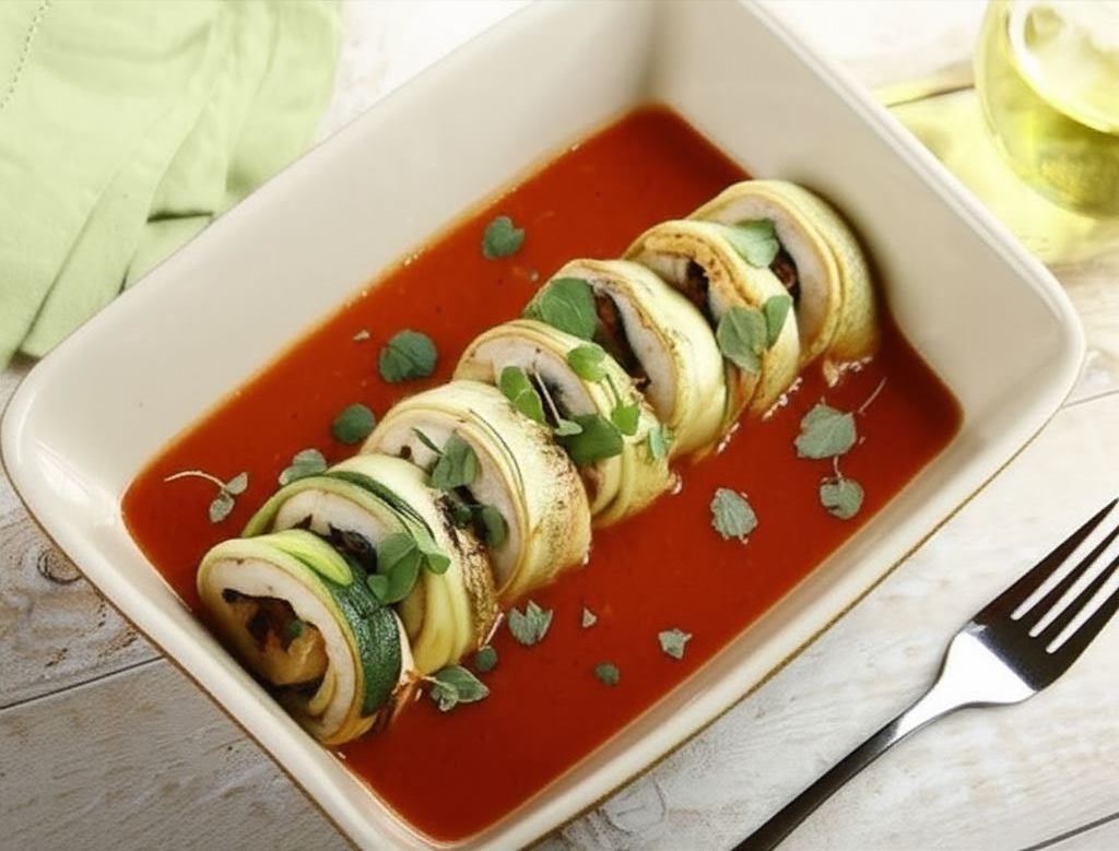 Roladki z piersi kurczaka na pomidorowej salsie