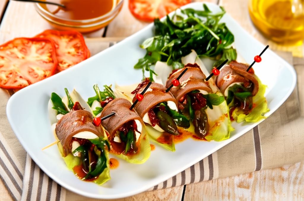 Roladki z rostbefu ze szparagami