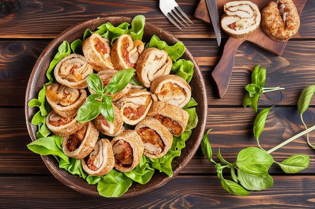 Roladki z schabu z mozarellą i suszonymi pomidorami