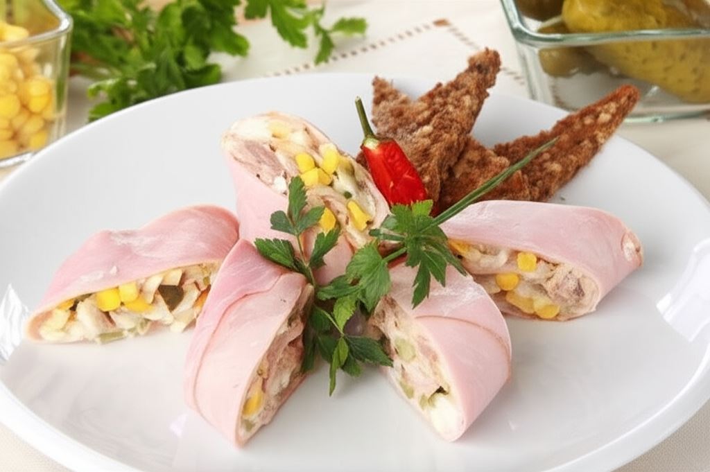 Roladki z szynki z pastą rybną