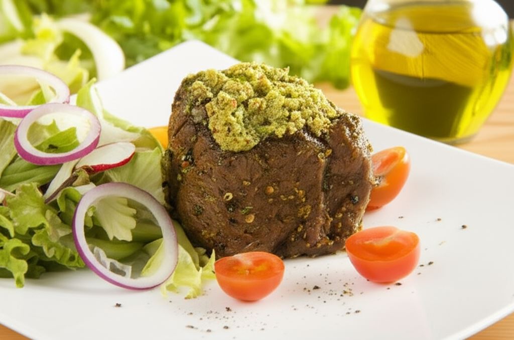 Rostbef z czarnym pieprzem i kaparami