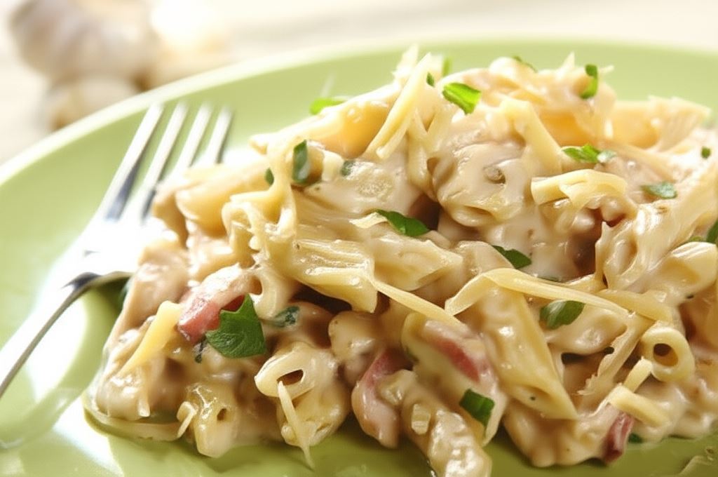 Rurki w sosie pieczarkowym z kurczakiem