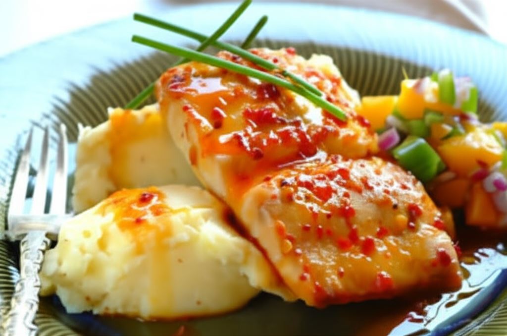 Ryba z brzoskwiniami