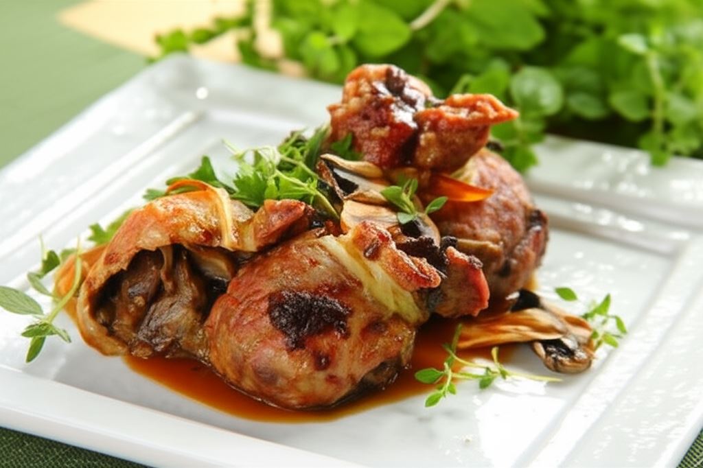 Sakiewki ze schabu z grzybami