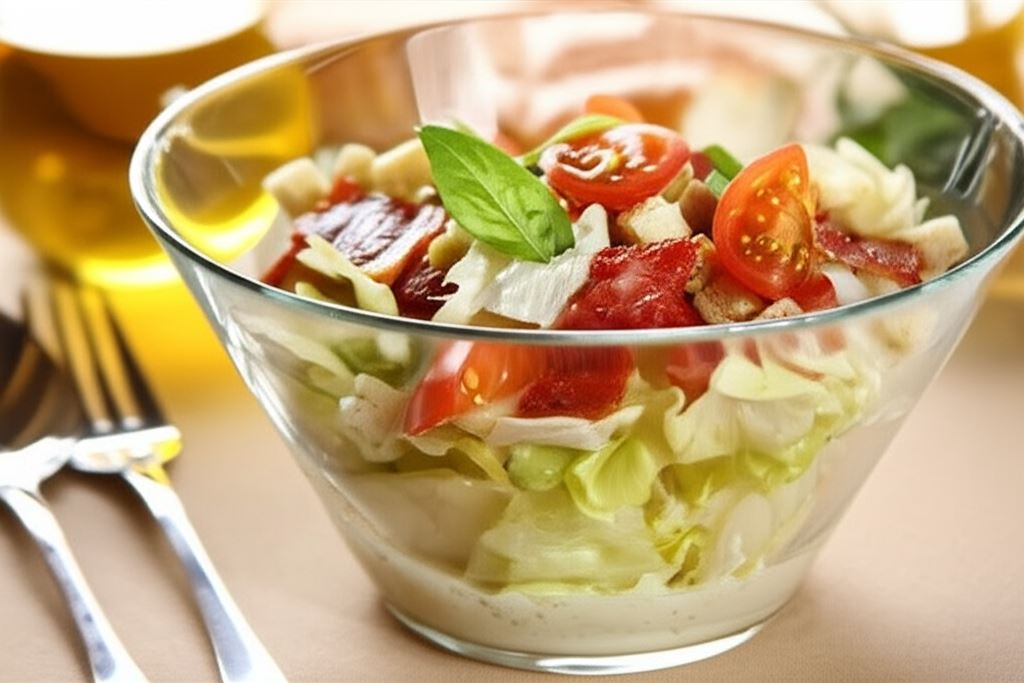Sałatka Cezar z sałatą lodową i boczkiem