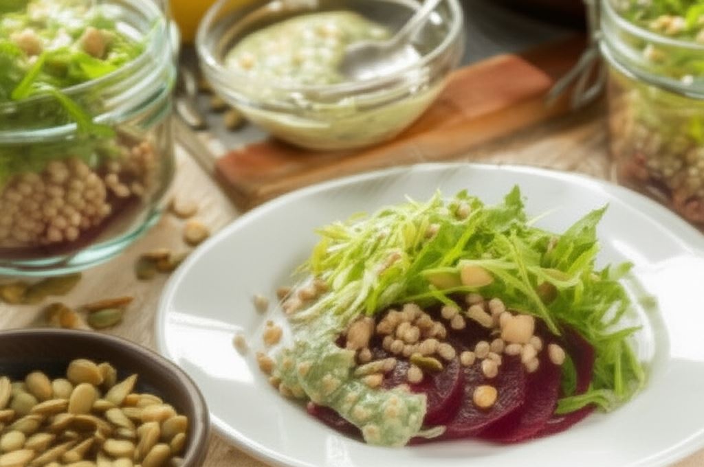 Sałatka fit z kaszy gryczanej z burakiem pieczonym i kolendrą