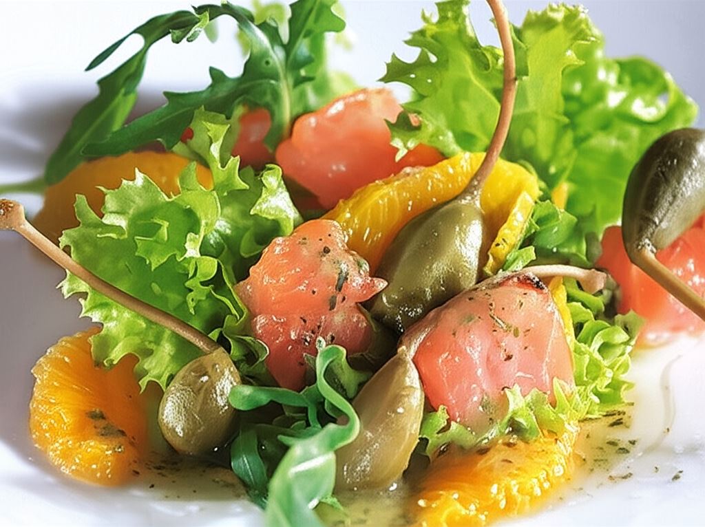 Sałatka francuska z wędzonym łososiem