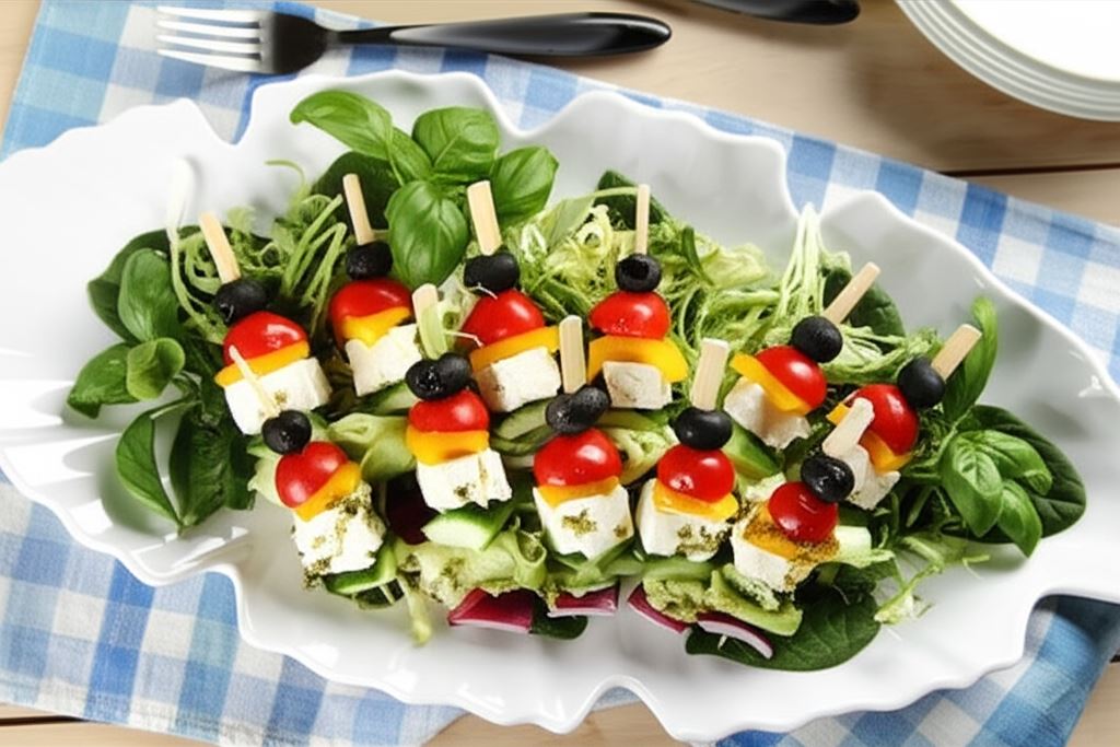 Sałatka grecka a la szaszłyki