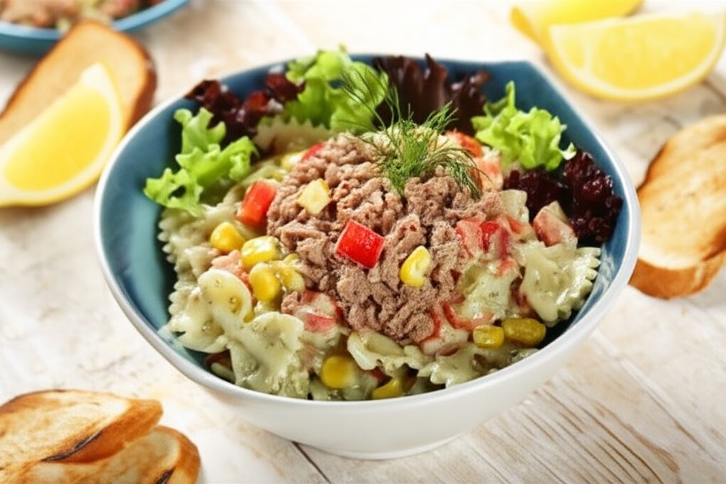 Wyśmienita sałatka makaronowa z tuńczykiem i kukurydzą