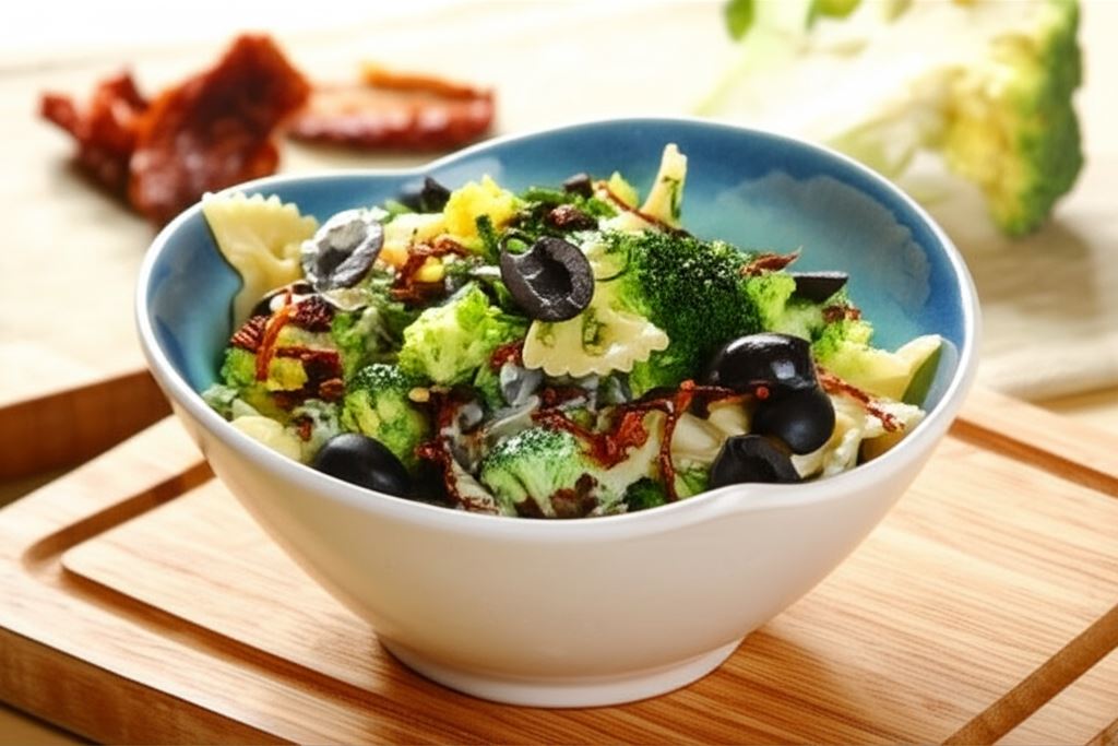 Sałatka makaronowa z gotowanymi brokułami