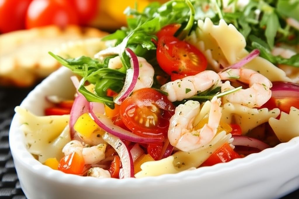 Sałatka makaronowa z krewetkami koktajlowymi