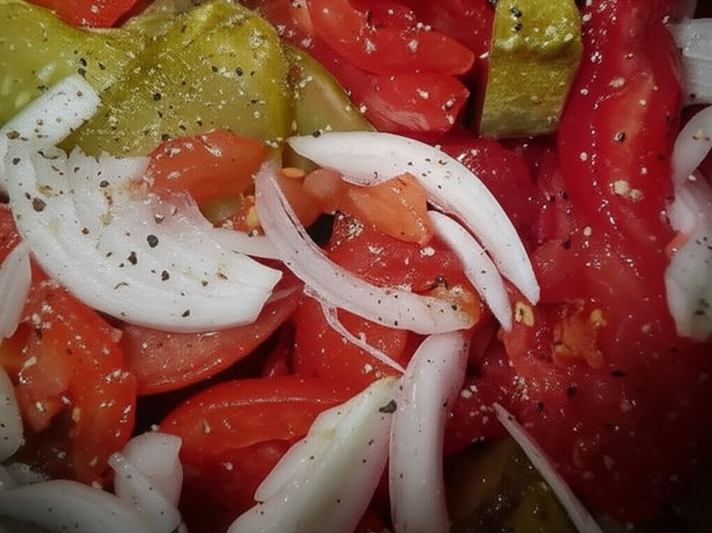 sałatka na grilla z pomidorów